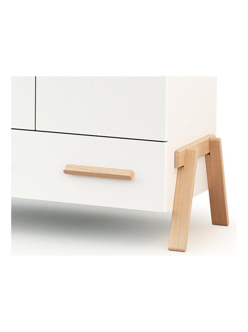 AT4 - Armario infantíl 2 puertas CANAILLE e madera - Blanco/Haya - 108 x 53 x 176 cm - Kiabi