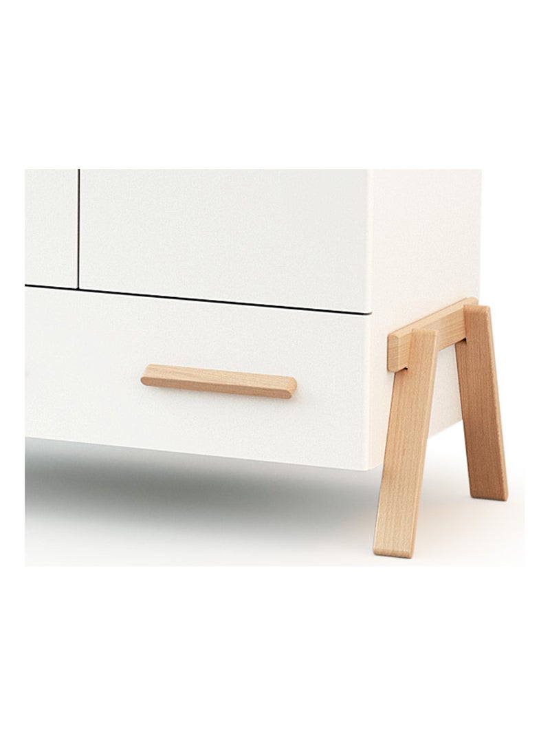 AT4 - Armario infantíl 2 puertas CANAILLE e madera - Blanco/Haya - 108 x 53 x 176 cm Blanco Marrón - Kiabi