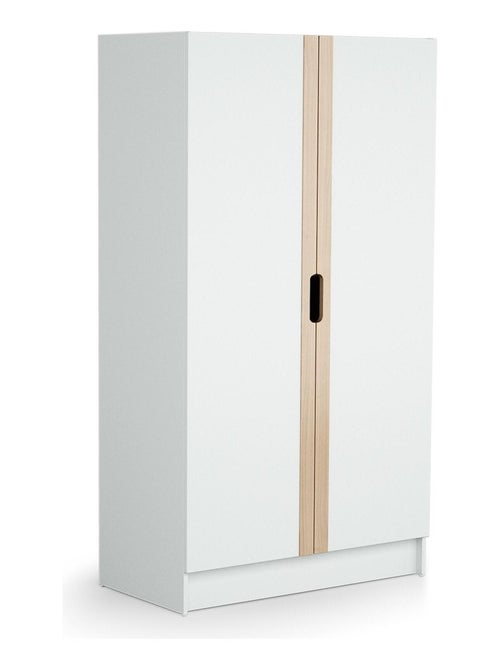 AT4 - Armario infantil 2 puertas CARROUSEL madera - Blanco/Haya Barnizada - 51 x 96 x 176 cm - Kiabi