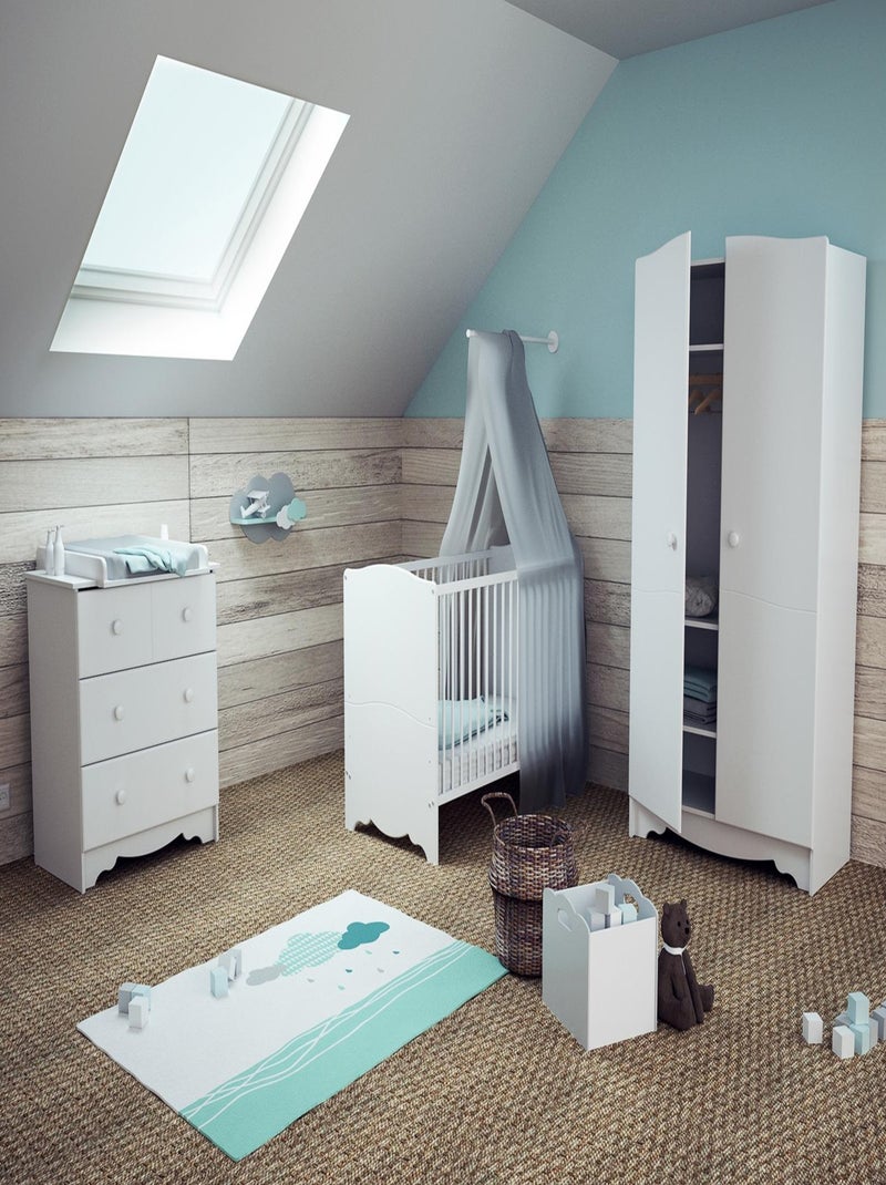 AT4 - Armario infantil 2 puertas MARELLE madera - Blanco - 51 x 96 x 176 cm Blanco - Kiabi