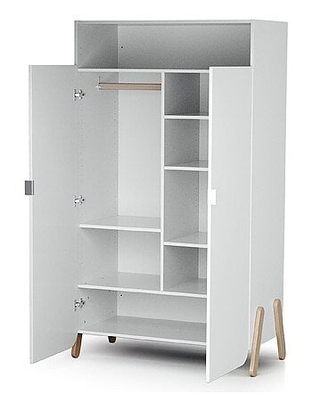 AT4 - Armario infantil 2 puertas PIRATE madera - Blanco/Haya - 51 x 100 x 176 cm