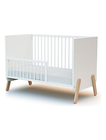 AT4 - Barandilla cuna bebé SEREN madera - Blanco - 119,6 x 4 x 32 cm