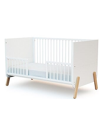 AT4 - Barandilla cuna bebé SEREN madera - Blanco - 140 x 4 x 32 cm