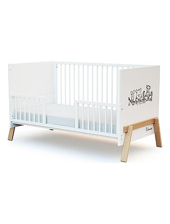 AT4 - Barandilla cuna bebé SEREN madera - Blanco - 140 x 4 x 32 cm