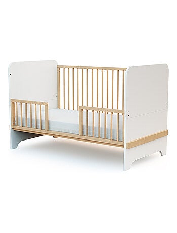 AT4 - Barandilla cuna bebé SEREN madera - Blanco - 140 x 4 x 32 cm