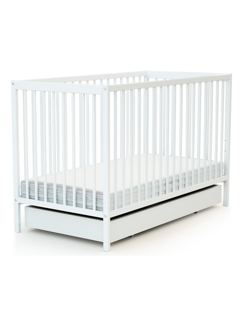 AT4 - Cajón para cuna bebé 60 x 120 cm ROLO madera - Blanco - 114,50 x 57 x 14 cm Blanco - Kiabi