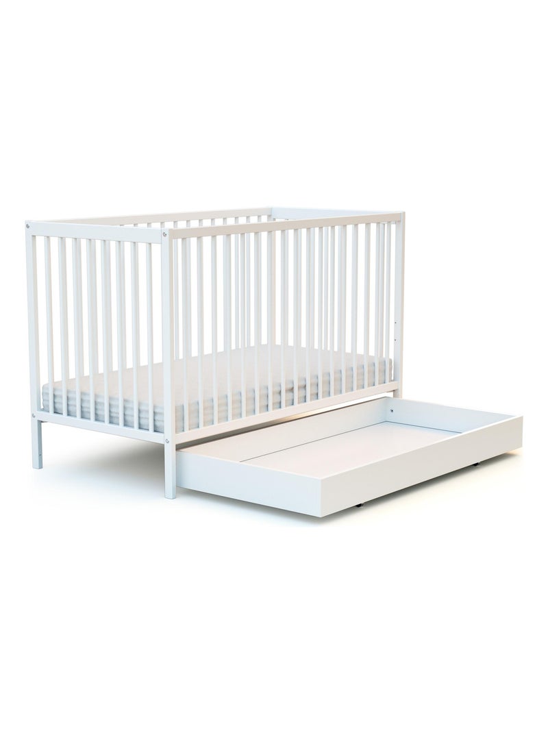 AT4 - Cajón para cuna bebé 60 x 120 cm ROLO madera - Blanco - 114,50 x 57 x 14 cm Blanco - Kiabi