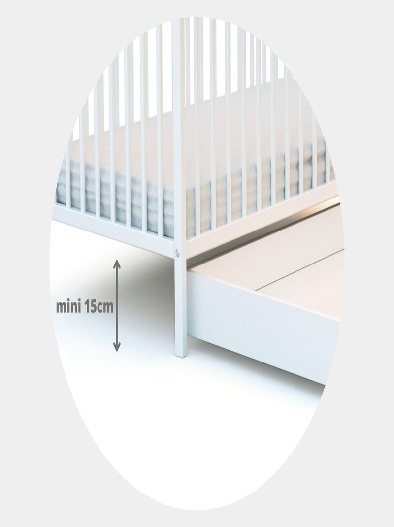 AT4 - Cajón para cuna bebé 60 x 120 cm ROLO madera - Blanco - 114,50 x 57 x 14 cm Blanco - Kiabi