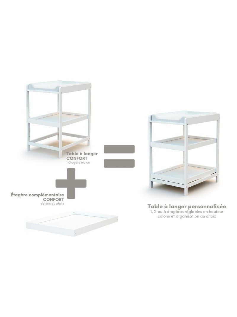AT4 - Cambiador bebé 1 estante LIMA madera - Blanco - 73 x 54 x 90 cm Blanco - Kiabi