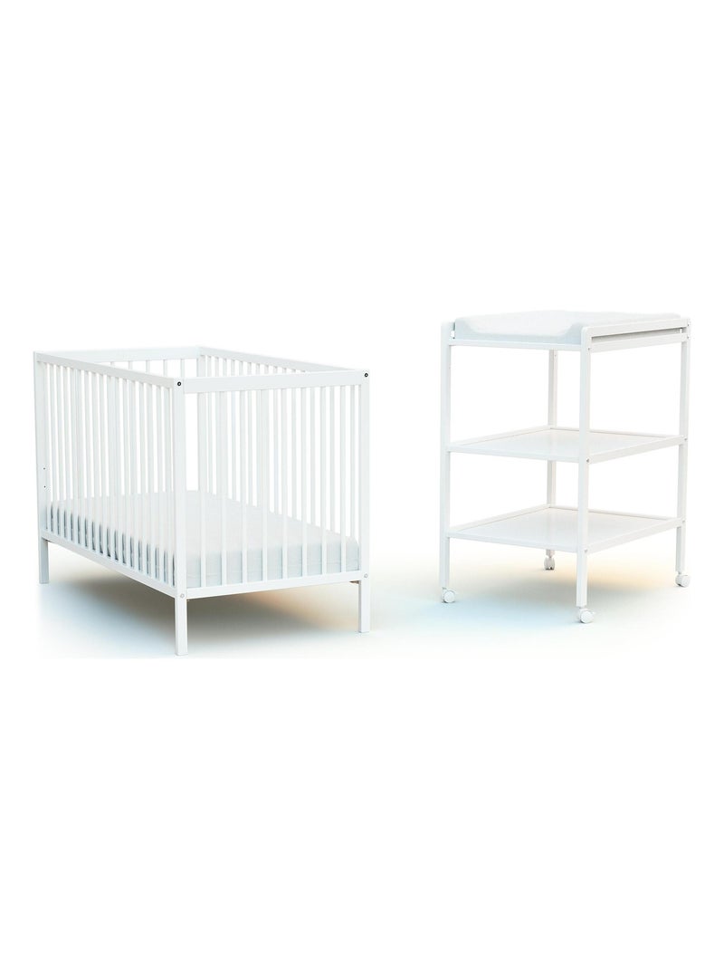 AT4 - Cambiador bebé 2 estantes LILO madera - Blanco - 54 x 74 x 94 cm Blanco - Kiabi
