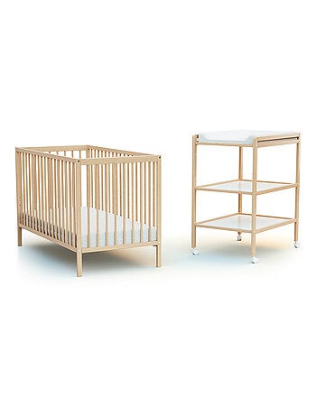 AT4 - Cambiador bebé 2 estantes LILO madera - Blanco - 54 x 74 x 94 cm