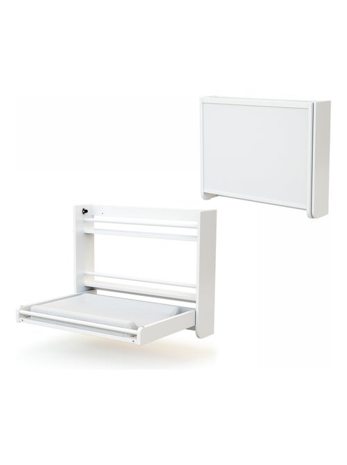 AT4 - Cambiador bebé pared plegable SORA madera - Blanco - 83 x 66 x 66 cm - Kiabi