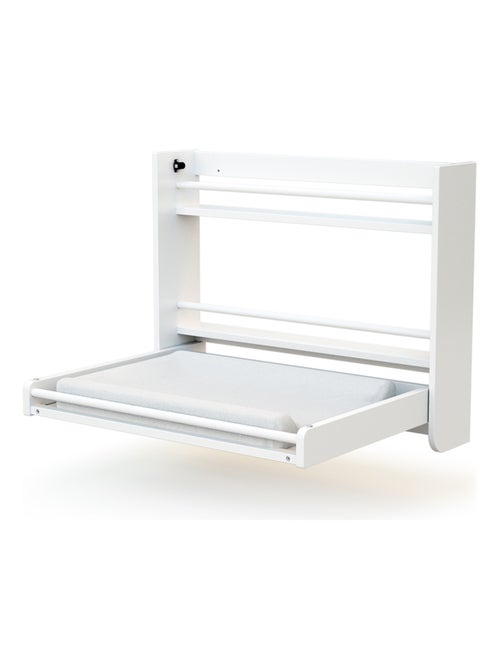 AT4 - Cambiador bebé pared plegable SORA madera - Blanco - 83 x 66 x 66 cm - Kiabi