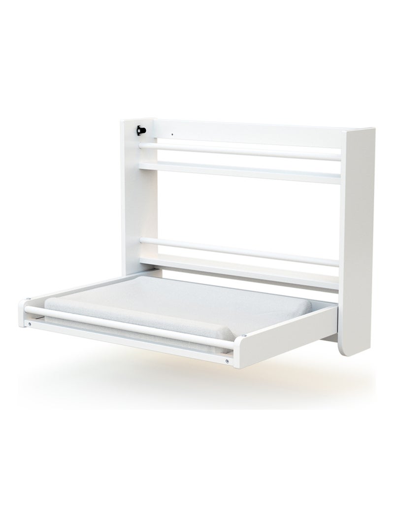 AT4 - Cambiador bebé pared plegable SORA madera - Blanco - 83 x 66 x 66 cm Blanco - Kiabi