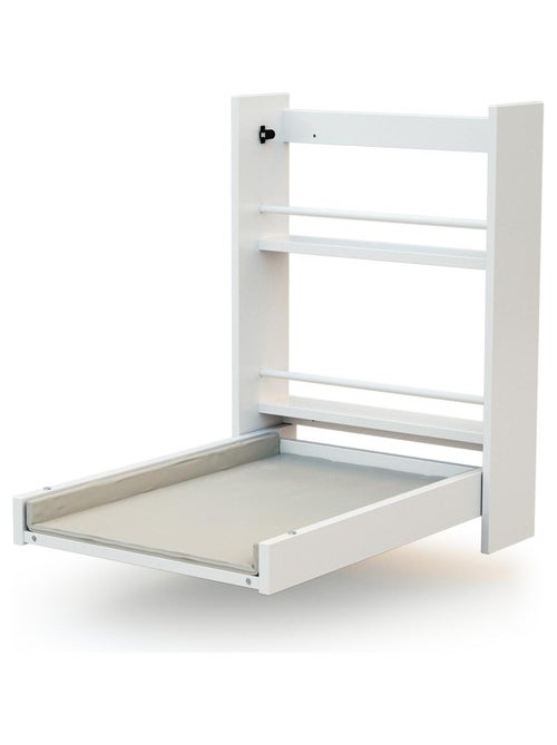 AT4 - Cambiador plegable madera de pared con colchón EAZY madera - Blanco - 78 x 56 x 78 cm - Kiabi