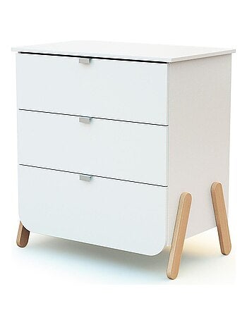 AT4 - Cómoda cambiador bebé 3 cajones PIRATE madera - Blanco/Haya - 79 x 65,5 x 94