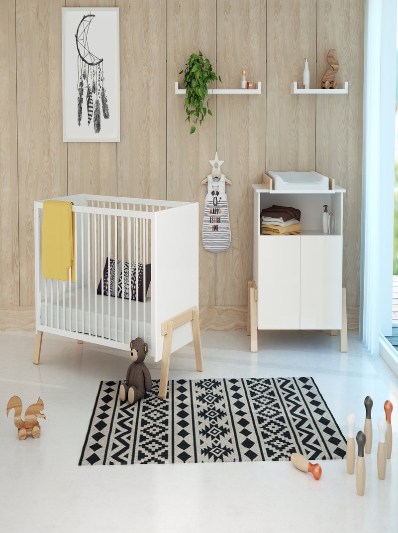 At4 - cuna bebe canaille madera - blanco/haya - 60 x 120 - 135 x 64 x 84 cm Blanco Marrón - Kiabi