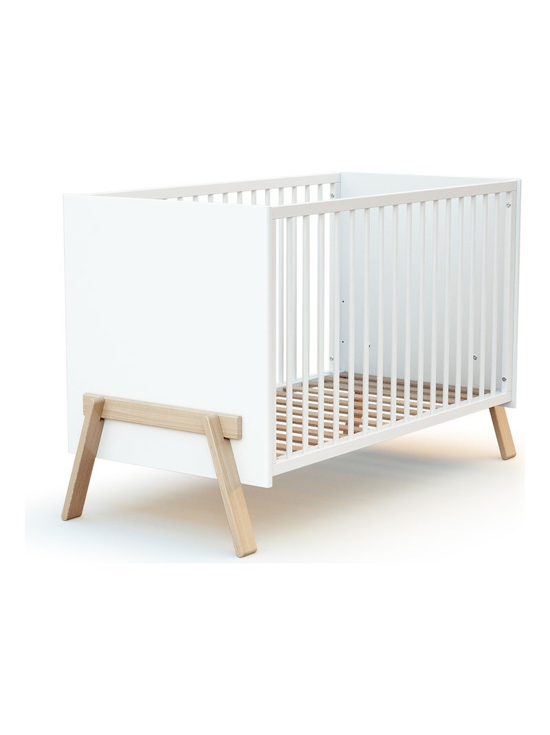 At4 - cuna bebe canaille madera - blanco/haya - 60 x 120 - 135 x 64 x 84 cm Blanco Marrón - Kiabi