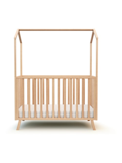 AT4 - Cuna bebé casita evolutiva KASA madera - Haya Barnizada - 60 x 120 - 125,50 x 64 x 158 cm - Kiabi