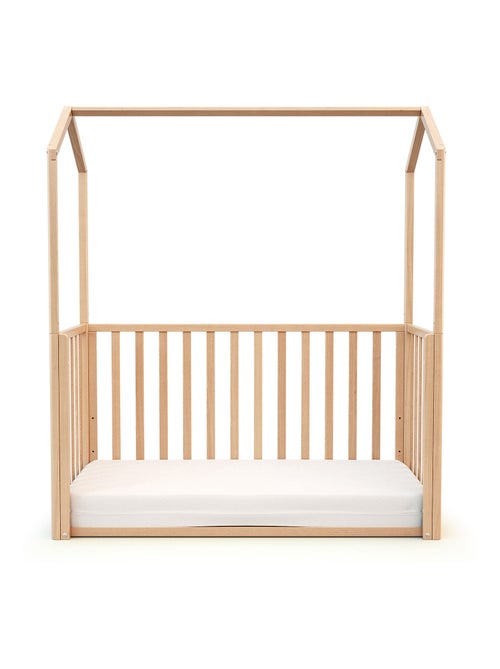 AT4 - Cuna bebé casita evolutiva KASA madera - Haya Barnizada - 60 x 120 - 125,50 x 64 x 158 cm - Kiabi