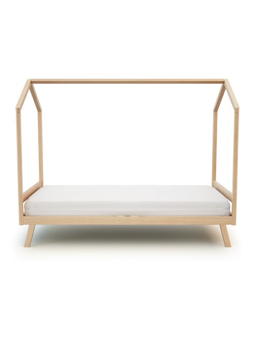 AT4 - Cuna bebé casita evolutiva KASA madera - Haya Barnizada - 70 x 140 - 146 x 74.50 x 162.50 cm - Kiabi