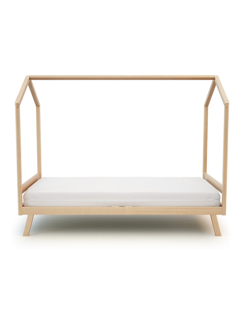 AT4 - Cuna bebé casita evolutiva KASA madera - Haya Barnizada - 70 x 140 - 146 x 74.50 x 162.50 cm Beige claro - Kiabi