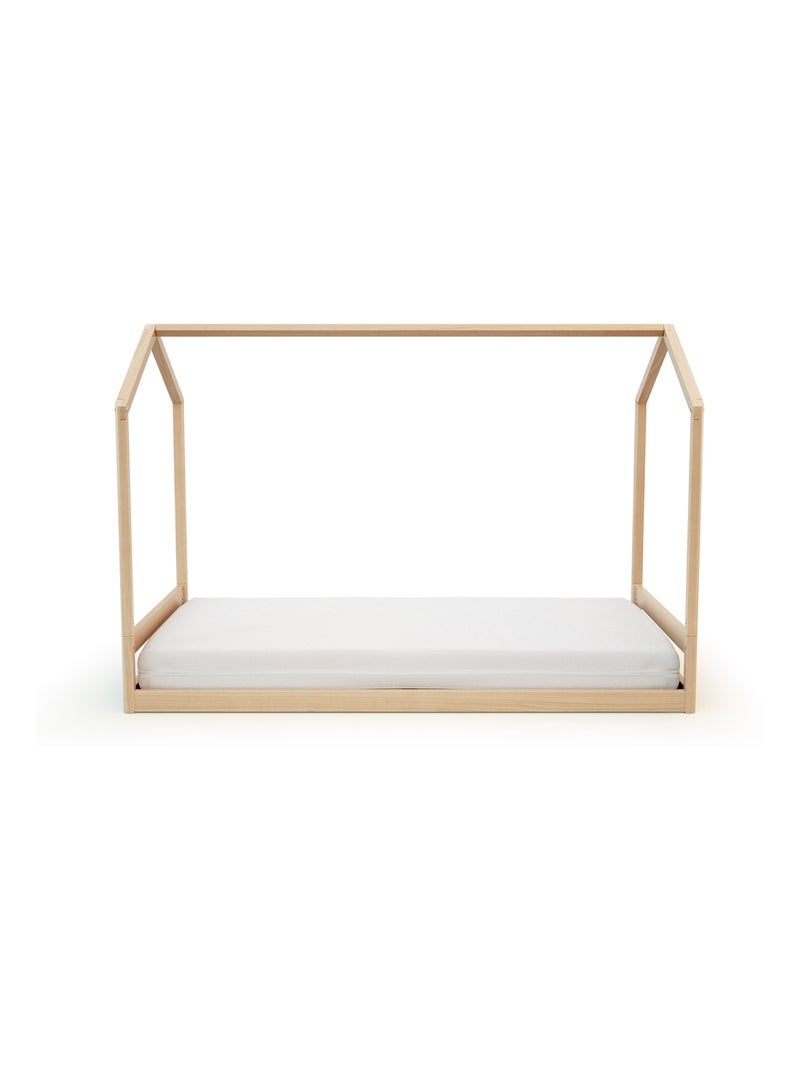 AT4 - Cuna bebé casita evolutiva KASA madera - Haya Barnizada - 70 x 140 - 146 x 74.50 x 162.50 cm Beige claro - Kiabi