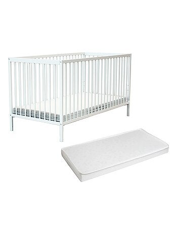 At4 - cuna bebé con colchón one madera - blanco - 70 x 140 - 144 x 72.50 x 82 cm