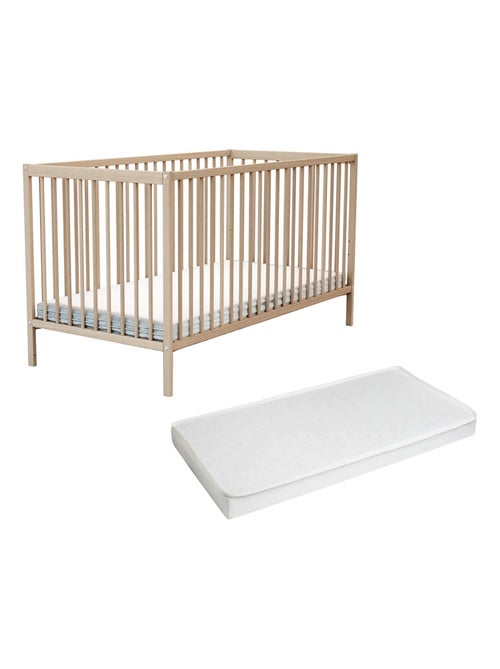 AT4 - Cuna bebé con colchón ONE madera - Haya Cruda - 70 x 140 - 144 x 72.50 x 82 cm - Kiabi