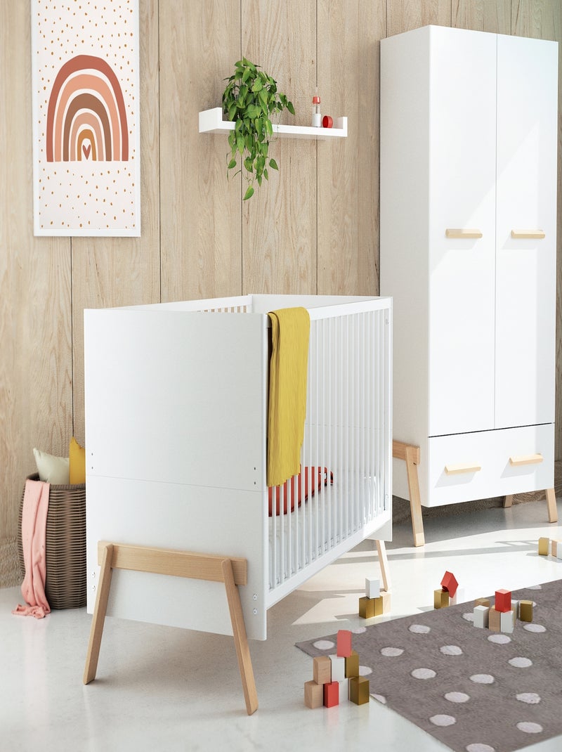 At4 - cuna bebé evolutiva canaille madera - blanco/haya barnizada - 70 x 140 - 155 x 79 x 87,50 cm Beige/Blanco - Kiabi
