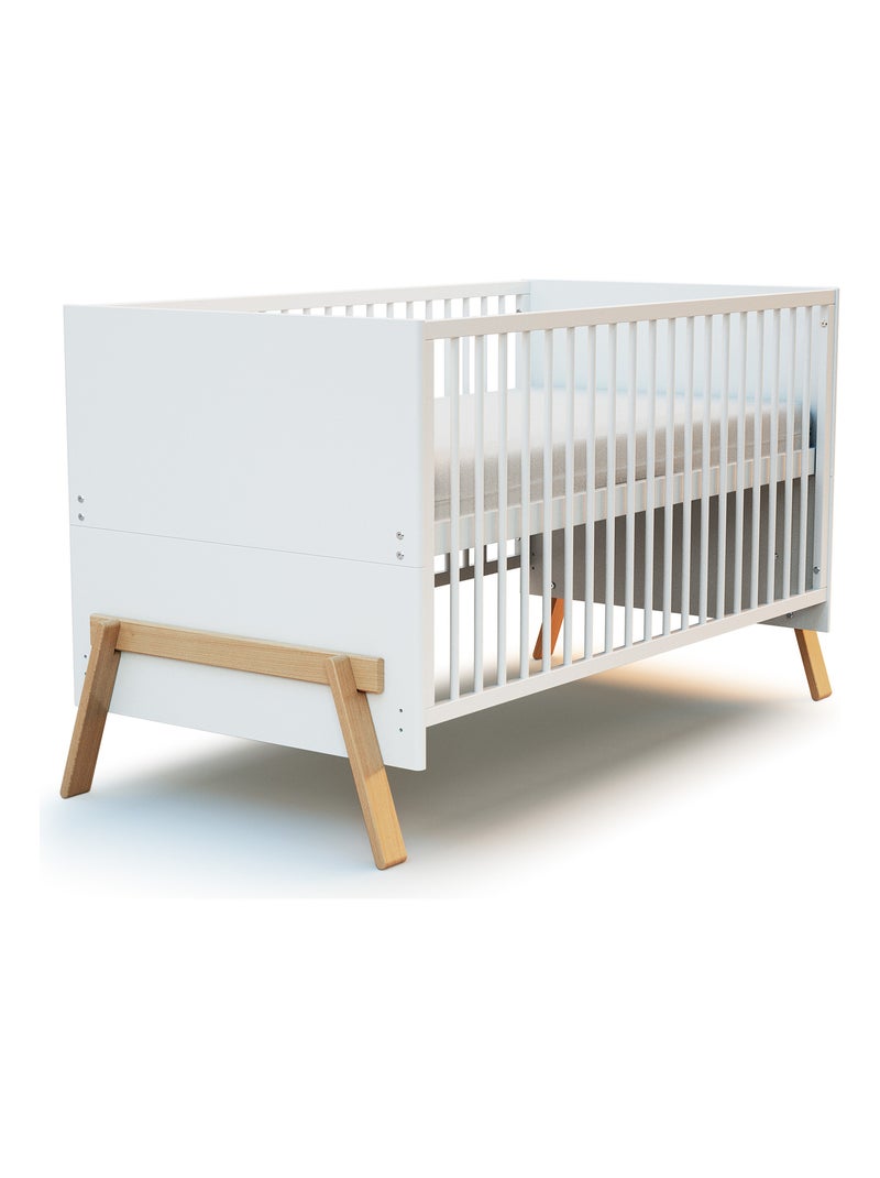 At4 - cuna bebé evolutiva canaille madera - blanco/haya barnizada - 70 x 140 - 155 x 79 x 87,50 cm Beige/Blanco - Kiabi