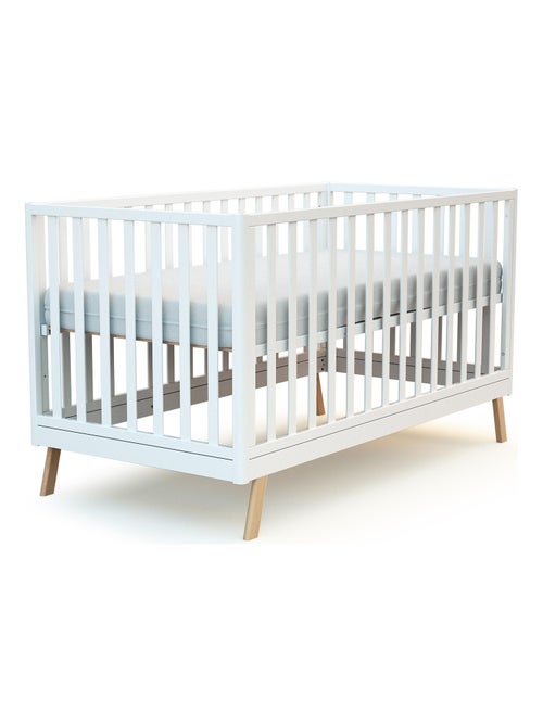 AT4 - Cuna bebé evolutiva KASA madera - Blanco - 70 x 140 - 146 x 74.50 x 83 cm - Kiabi