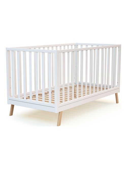 AT4 - Cuna bebé evolutiva KASA madera - Blanco - 70 x 140 - 146 x 74.50 x 83 cm - Kiabi