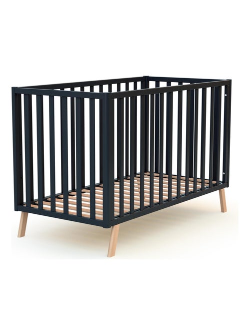 AT4 - Cuna bebé evolutiva KASA madera - Gris grafito - 60 x 120 - 125,50 x 64 x 81,50 cm - Kiabi