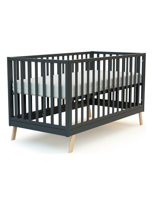 AT4 - Cuna bebé evolutiva KASA madera - Gris grafito - 70 x 140 - 146 x 74,50 x 83 cm - Kiabi