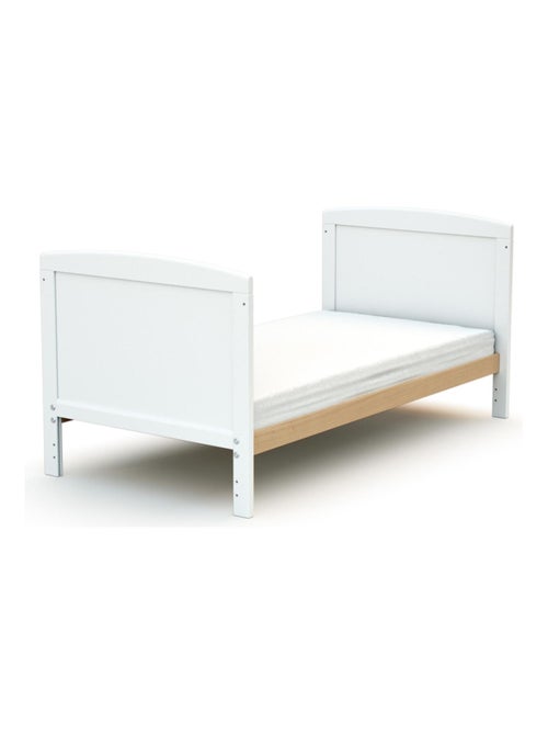 AT4 - Cuna bebé evolutiva LUNA madera - Blanco/Haya Barnizada - 60 x 120 - 124 x 64 x 86,5 cm - Kiabi