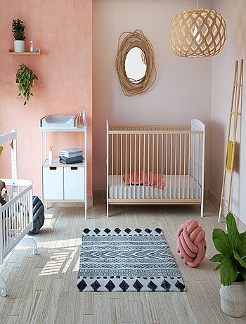 AT4 - Cuna bebé evolutiva LUNA madera - Blanco - 70 x 140 - 144 x 74,5 x 79 cm