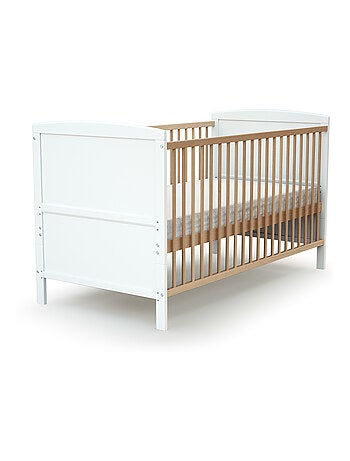 AT4 - Cuna bebé evolutiva LUNA madera - Blanco - 70 x 140 - 144 x 74,5 x 79 cm