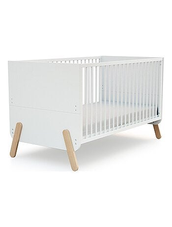 AT4 - Cuna bebé evolutiva PIRATE madera - Blanco/Haya Barnizada - 70 x 140 - 147,5 x 78 x 87,5 cm
