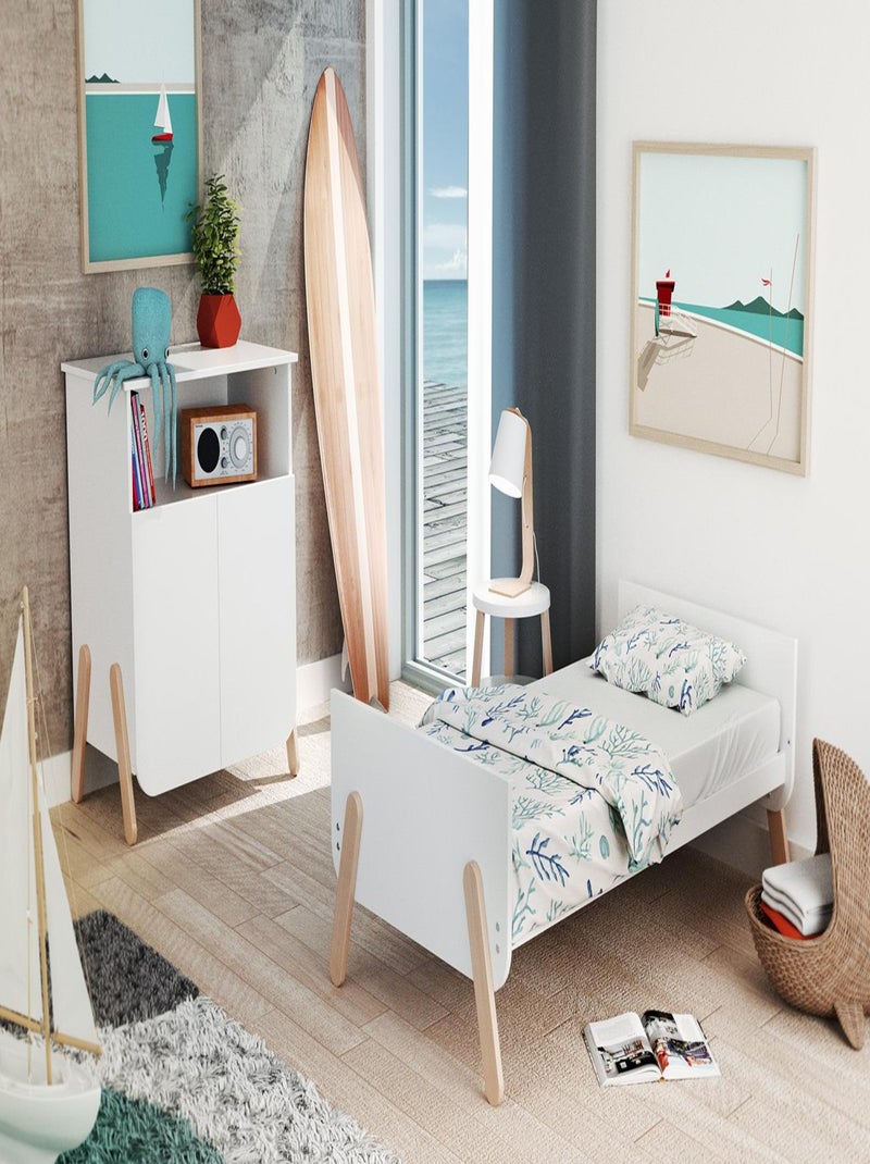 At4 - cuna bebé evolutiva pirate madera - blanco/haya barnizada - 70 x 140 - 147,5 x 78 x 87,5 cm Beige/Blanco - Kiabi