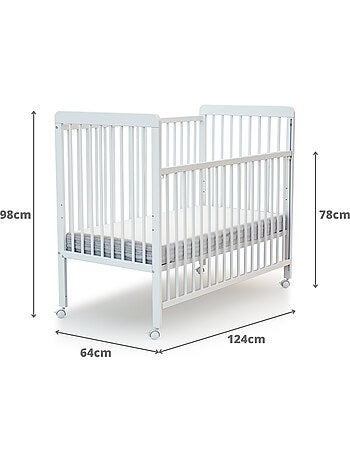 At4 - cuna bebé madera con barrera deslizante 60x120 livo blanca