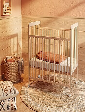 AT4 - Cuna bebé madera con barrera deslizante 60x120 LIVO Blanca