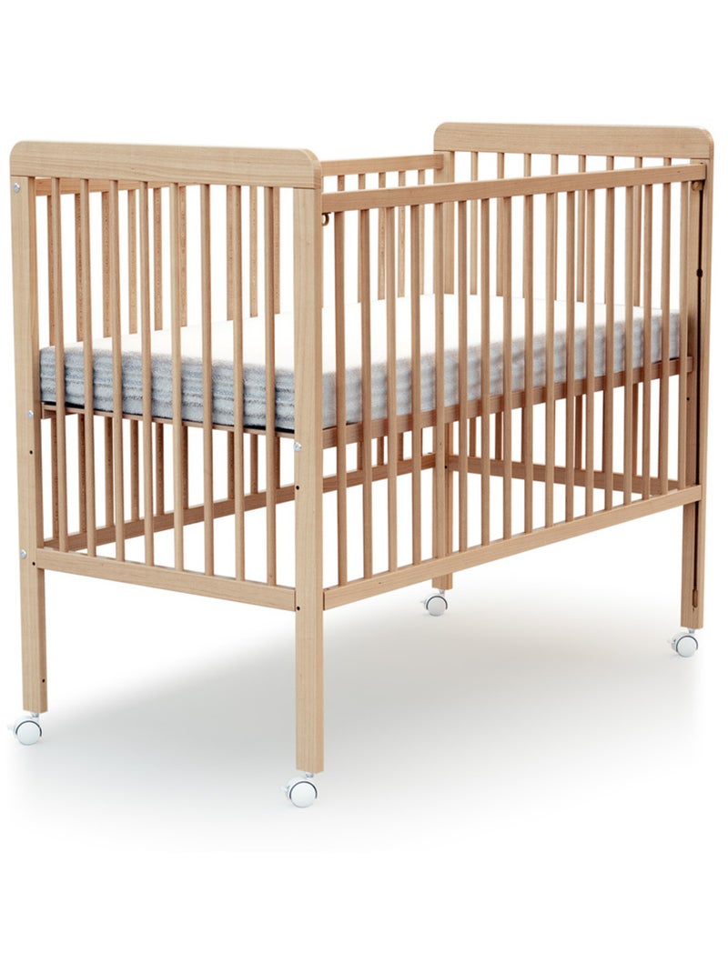 AT4 - Cuna bebé madera con barrera deslizante 60x120 LIVO Haya barnizada Beige claro - Kiabi