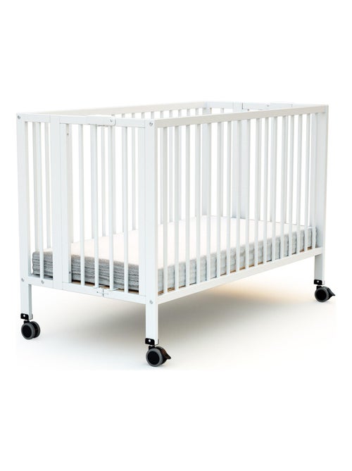 AT4 - Cuna bebé plegable FLOW madera - Blanco - 60 x 120 - 124,5 x 64,5 x 87,5 cm - Kiabi