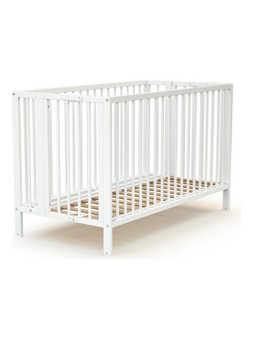 AT4 - Cuna bebé plegable FLOW madera - Blanco - 60 x 120 - 124,5 x 64,5 x 87,5 cm - Kiabi