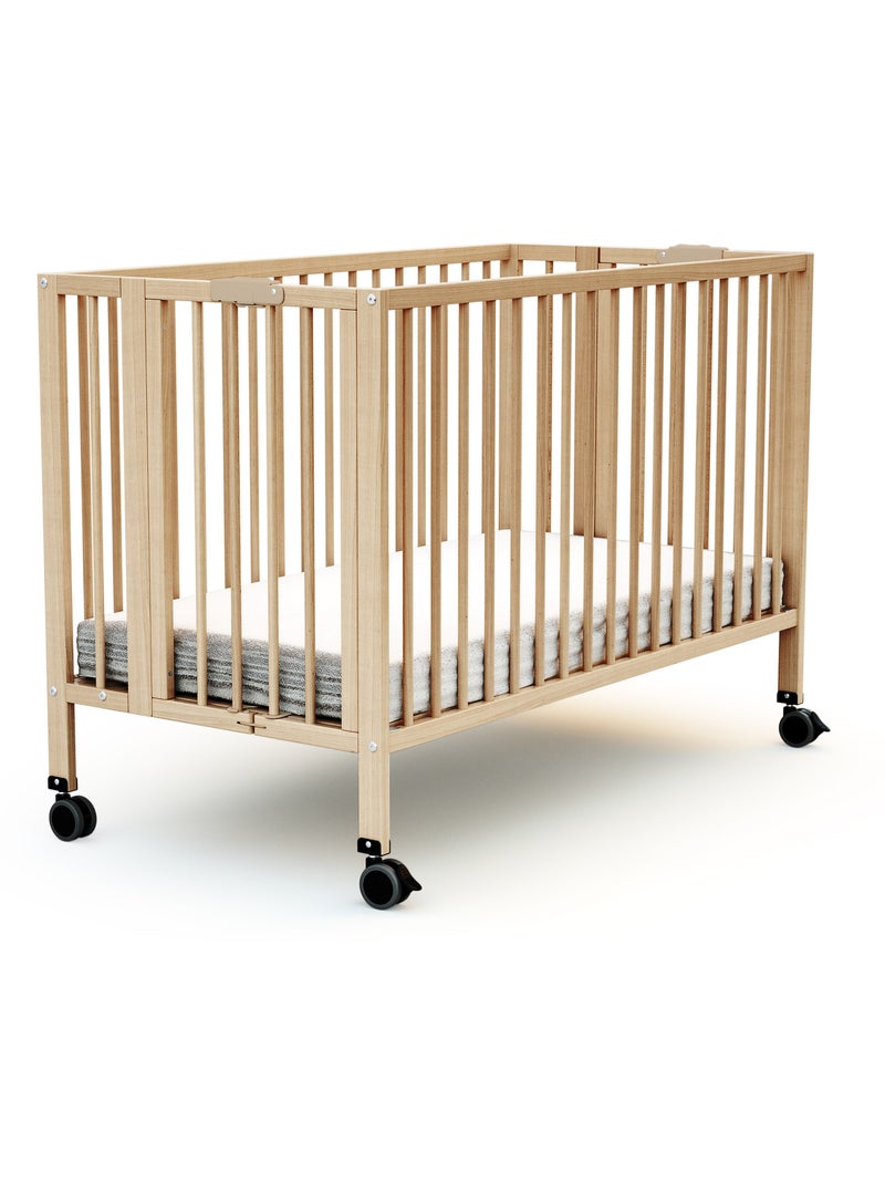 AT4 - Cuna bebé plegable FLOW madera - Haya Barnizada - 60 x 120 - 124,5 x 64,5 x 87,5 cm Beige claro - Kiabi