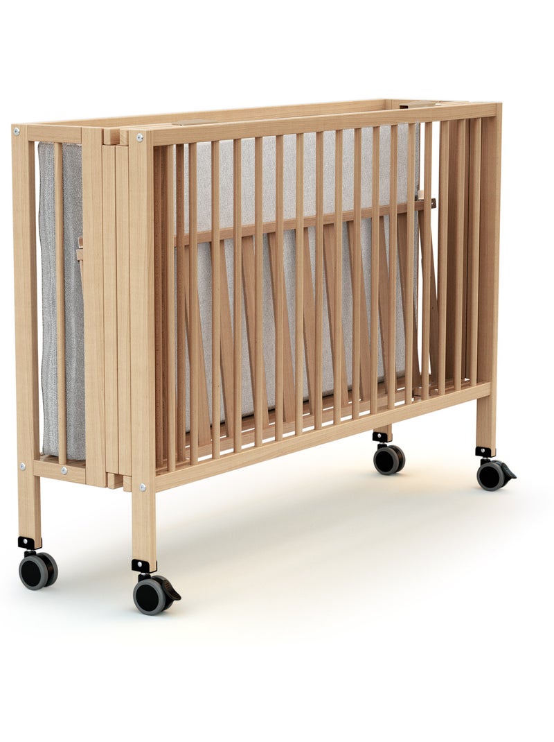 AT4 - Cuna bebé plegable FLOW madera - Haya Barnizada - 60 x 120 - 124,5 x 64,5 x 87,5 cm Beige claro - Kiabi