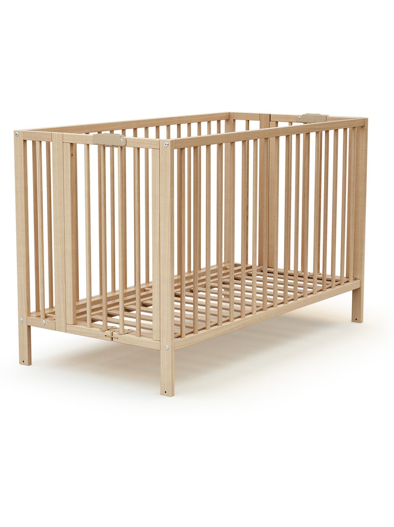 AT4 - Cuna bebé plegable FLOW madera - Haya Barnizada - 60 x 120 - 124,5 x 64,5 x 87,5 cm Beige claro - Kiabi