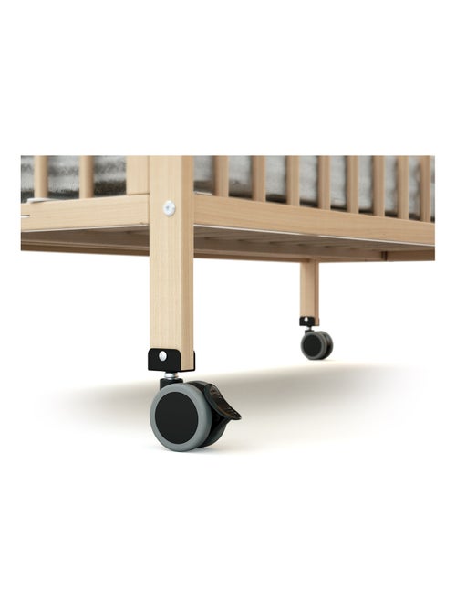 AT4 - Cuna bebé plegable FLOW madera - Haya Barnizada - 60 x 120 - 124,5 x 64,5 x 87,5 cm - Kiabi