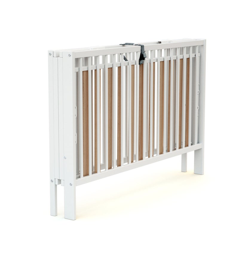 AT4 - Cuna bebé plegable FOLDO madera - Blanco - 60 x 120 - 124 x 64 x 82 cm Blanco - Kiabi